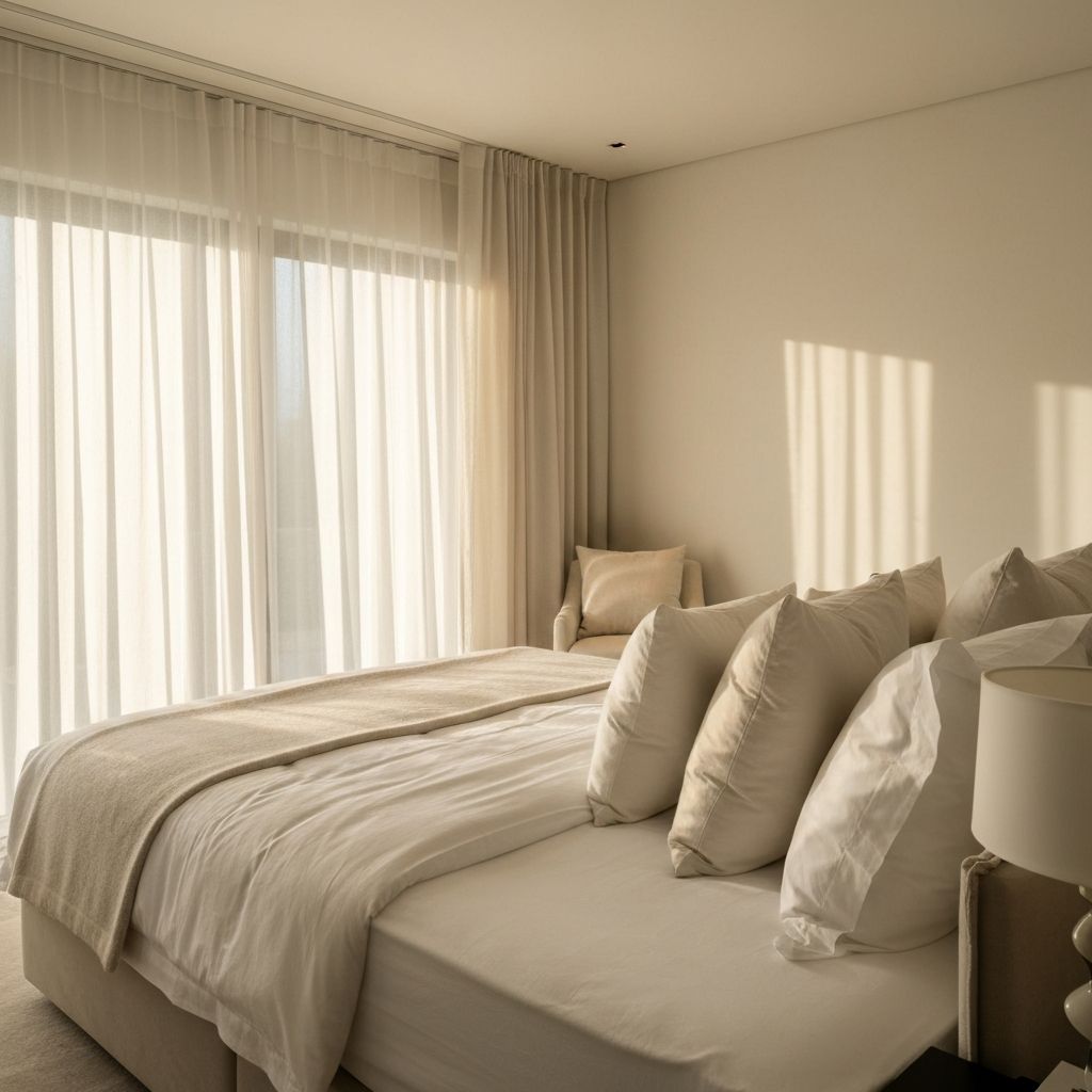 Luxurious bedroom with premium bedding